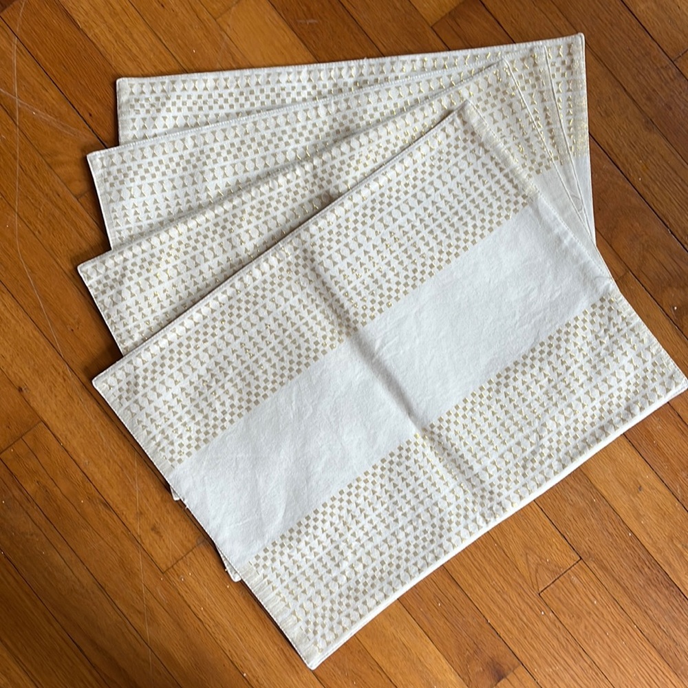 Cream with Gold Stitching Placemats, Set of 4